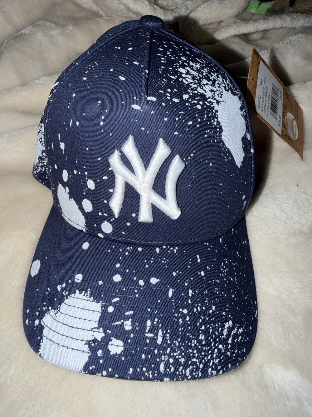 Navy Baseball Cap with White Splatter - Kids Accessories